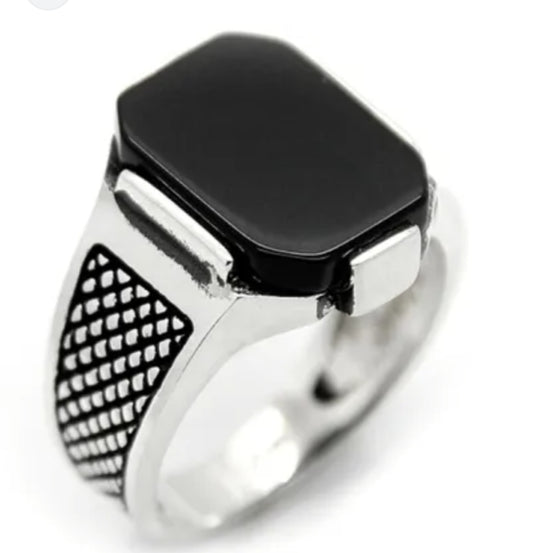 Italian One-Stone Stainless Steel Ring for Unisex